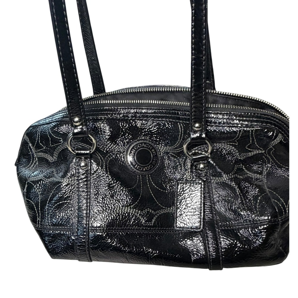 Coach Black Patent Leather Madison Signature hand Bag F19561